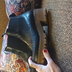 Lug Sole Black Leather Chelseas